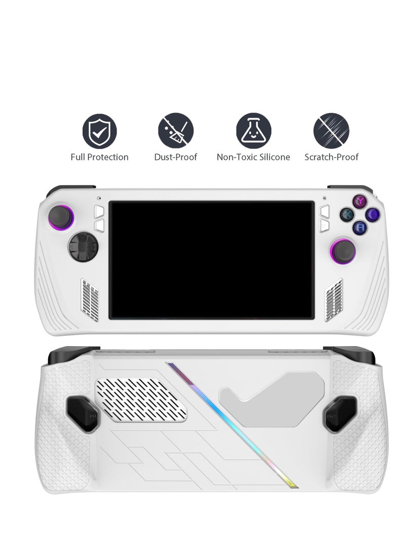 Protective Case for Rog Ally, Silicone Case with Kickstand, Compitable with ROG Ally Gaming Handheld, Protective Cover Skin Shock-Absorption and Anti-Scratch, Anti-Slip (White)