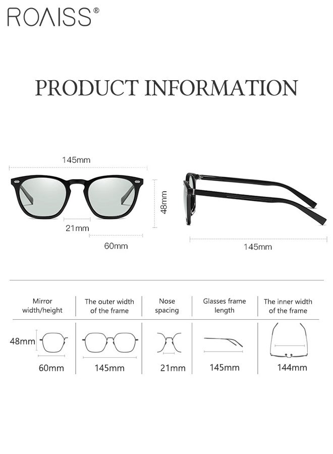 Polarized Square Sunglasses for Men Women, UV400 Protection Sun Glasses with TR Frame, Unisex Color Changing Glasses for Driving, Fishing, Golfing, Traveling, 60mm