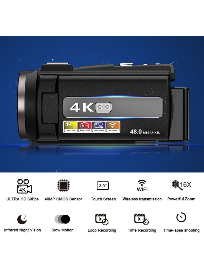 4k High-Definition Digital Camera, Handheld Electronic Anti Shake Digital Camera, Outdoor Sports DV Camera with 32GB Memory Card