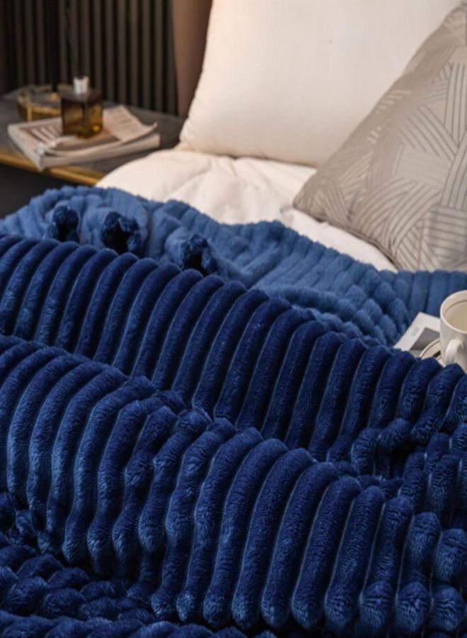 Throw Striped Blanket Super Soft, Blue Color
