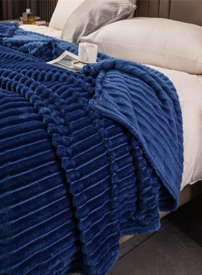 Throw Striped Blanket Super Soft, Blue Color