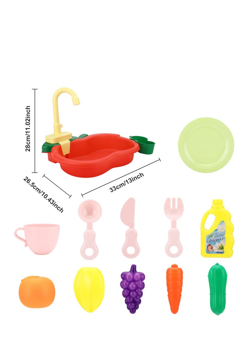 Kitchen Sink Toys, Wash Up Kids Kitchen Set Electric Dishwasher Playing Toy with Running Water Cycle System and Kitchen Accessories Role Play Toys for Boys Girls Kids Children Gifts