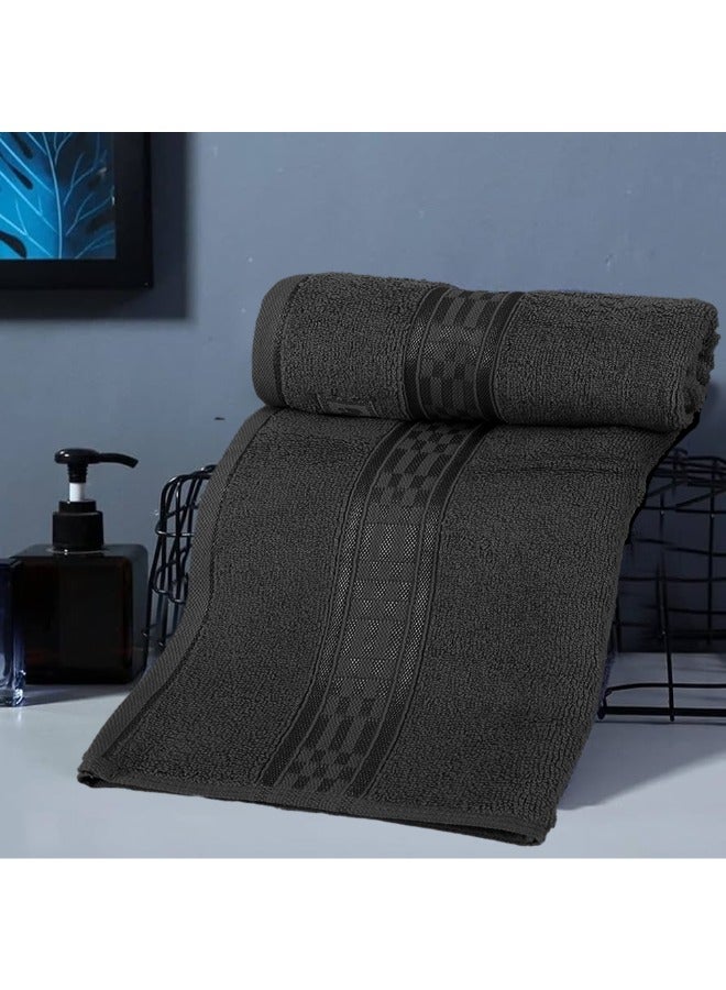 Home Ultra (Grey) Premium Cotton Hand Towel (50 X 90 Cm-Set Of 4) Highly Absorbent, High Quality Bath Linen With Checkered Dobby 550 Gsm
