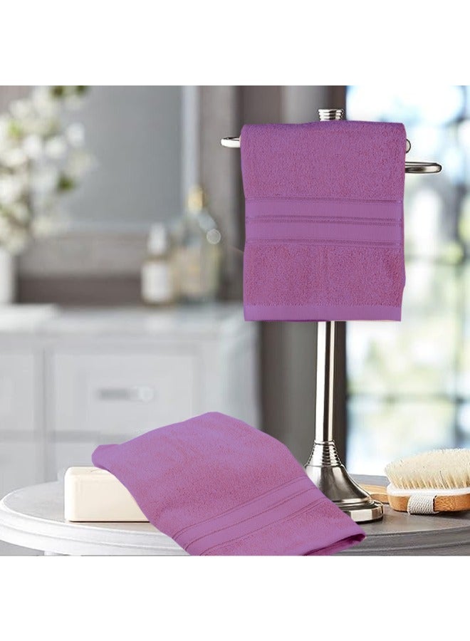 Home Trendy (Lavender) Premium Cotton Hand Towel (50 X 90 Cm-Set Of 4) Highly Absorbent, High Quality Bath Linen With Striped Dobby 550 Gsm