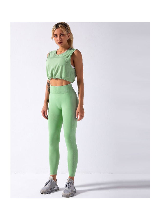 2-Piece Yoga Sleeveless Tank Top And High Waist Leggings S