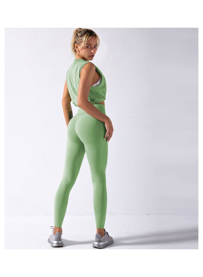 2-Piece Yoga Sleeveless Tank Top And High Waist Leggings S