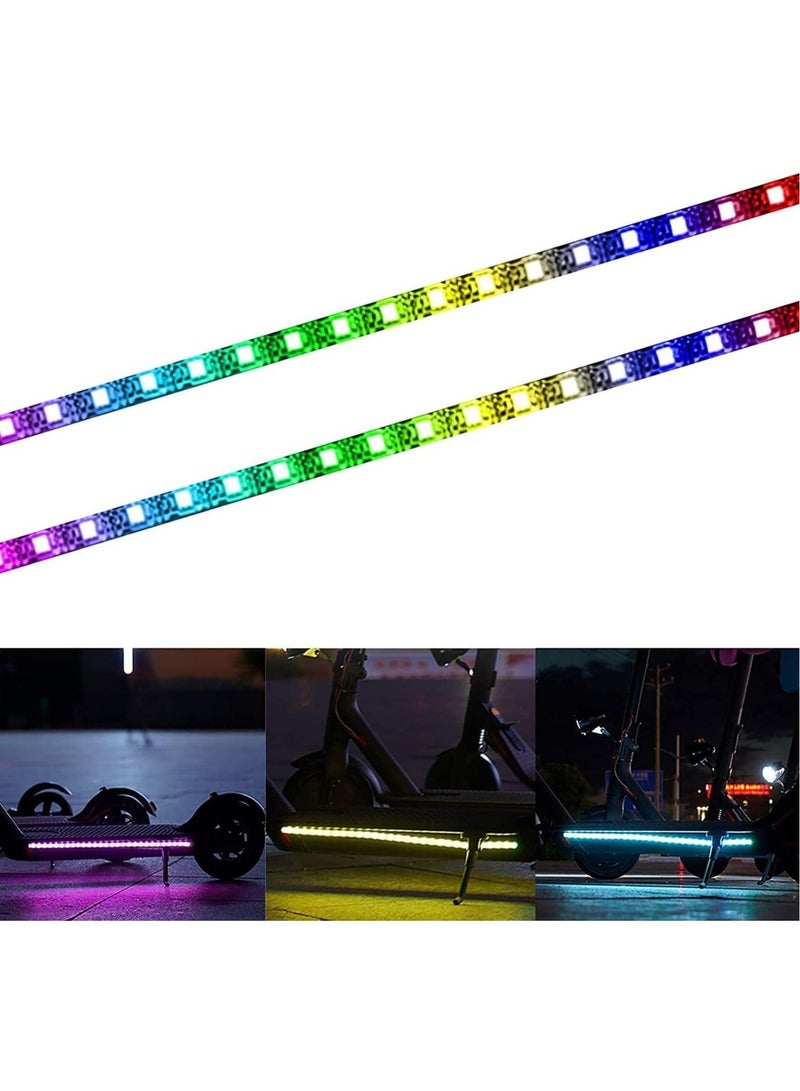 Electric Scooter LED Strip Light, 2 Pack Night Cycling Foldable Colorful Lamp Waterproof Safety Skateboard Decorative Accessories for Xiaomi M365/pro, for Ninebot/for Mercane Wide Wheel Scooter