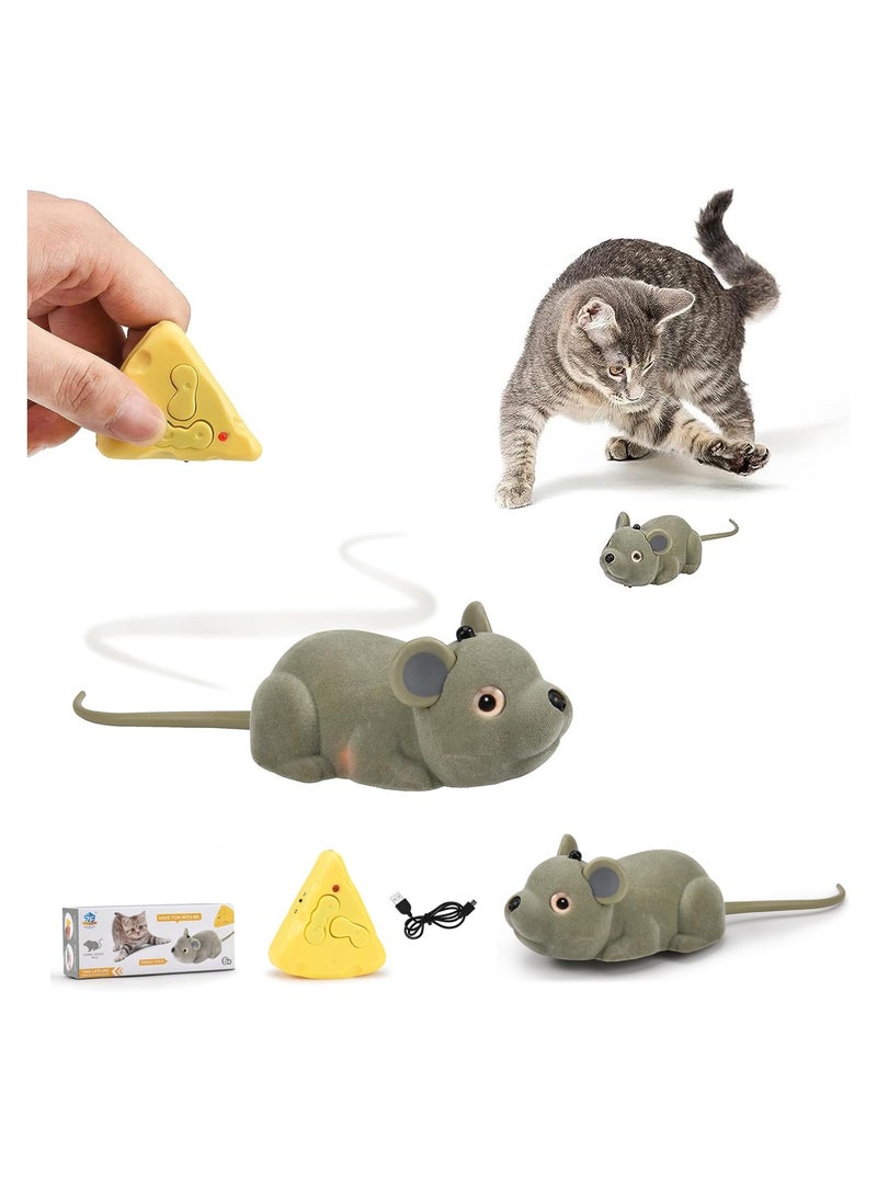 Interactive Cat Toy Mouse, SYOSI Remote Control Infrared Induction Simulation Mouse, USB Rechargeable, Wireless Electronic Mice Pet Toy for Kitten Indoor/Outdoor Exercise, and Chase and Exercise