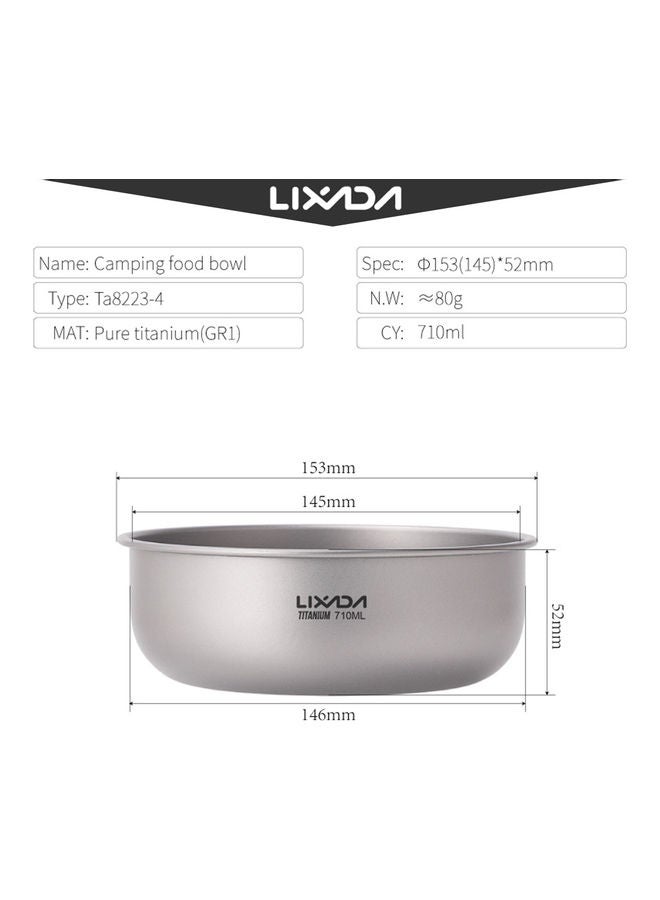 Titanium Bowl for Camping and Hiking 153 x 146 x 52mm