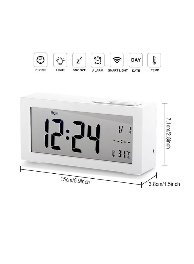 Portable Digital Alarm Clock White/Grey