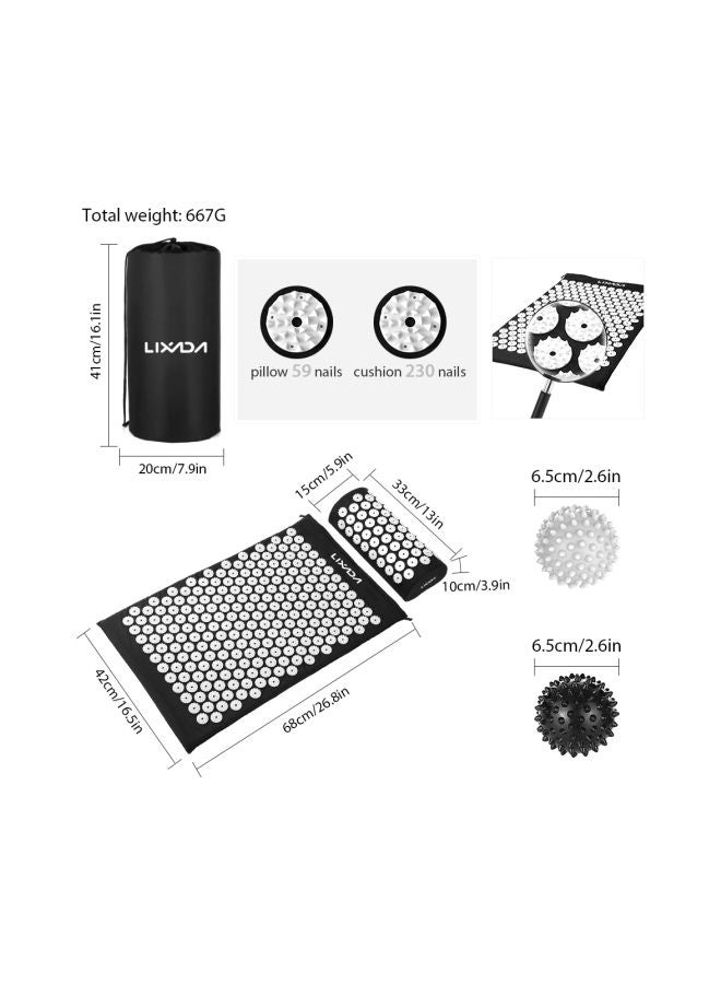 Pack Of 2 Portable Acupressure Mat With Pillow Set