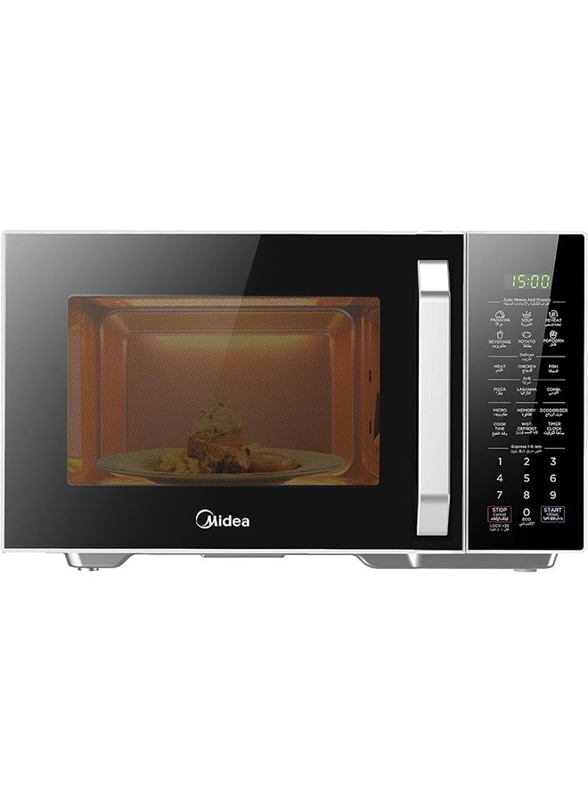 2-In-1 Microwave Oven With Grill, Digital Touch Control, Child-Safety-Lock, 11 Pre-Programmed Menus, LED Display, Grilling Roasting And Cooking Functions, Full Glass Finish 29 L 900 W EG9P032MX Silver