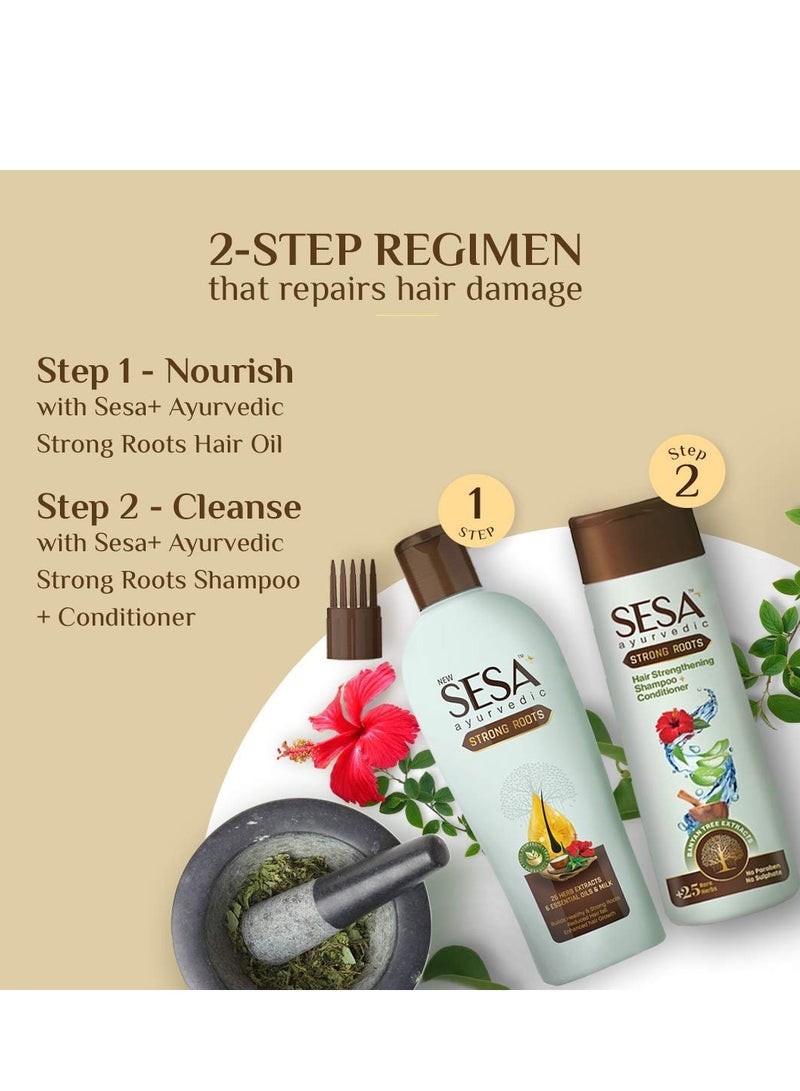 Sesa Ayurvedic Strong Roots Hair Care Combo Hair Oil 100ml Shampoo and Conditoner 200ml