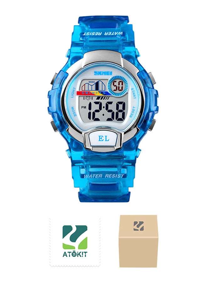 boys Fashion Sports Electronic Waterproof PU Leather Digital Watch 1450