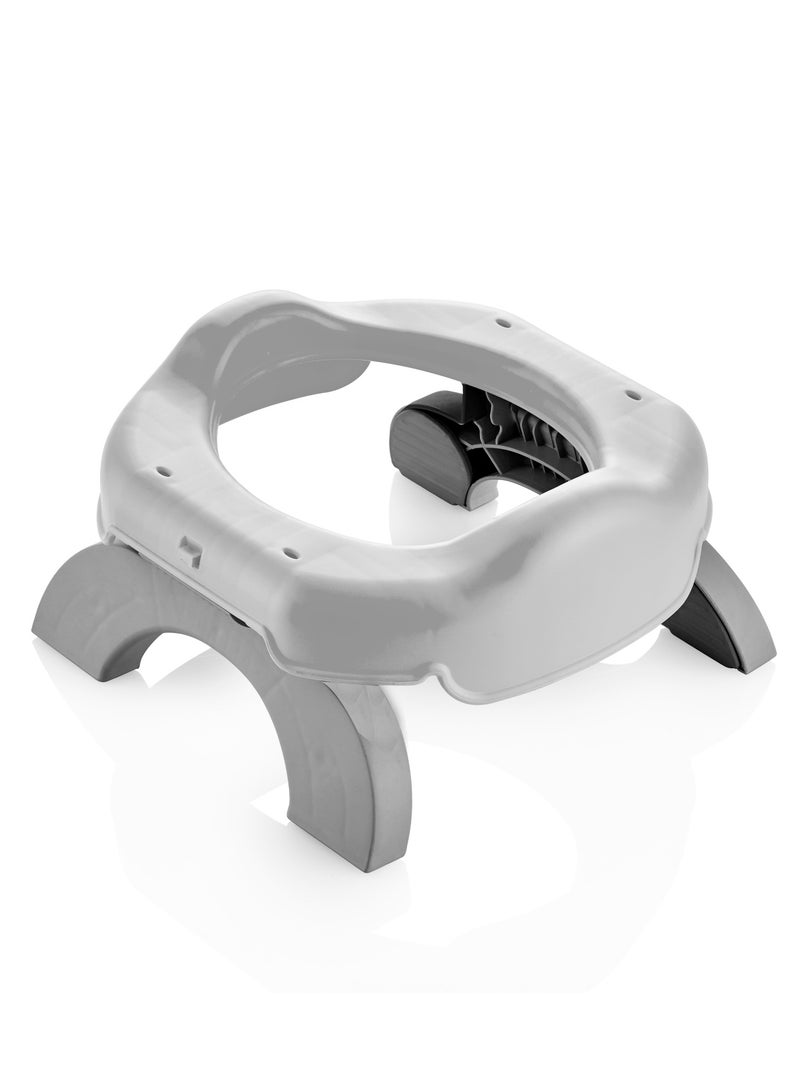 Babyjem Portable Baby Potty Seat, 1+ Year, Grey - Easy-Opening, Non-Slip Feet, Super Absorbent, Disposable Bags, Hygienic Area - Padded Bag & Double-Stage Opening Feet