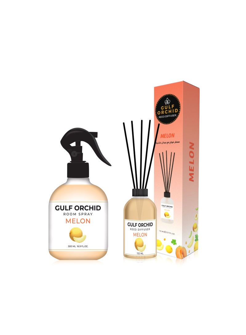 Melon Home And Office Fragrance Set | Room Spray 500 ml | Reed Diffuser 110 ml