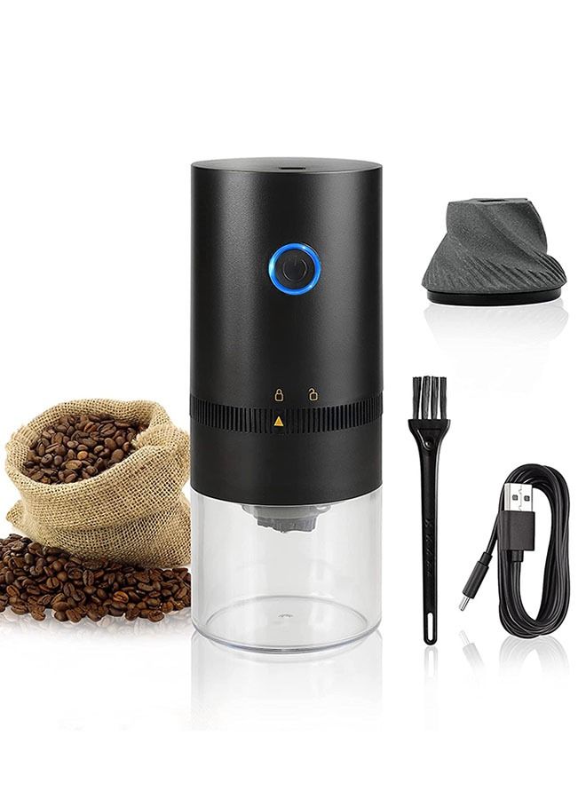Portable Electric Burr Coffee Grinder, 4 Cup Small Automatic Cone Burr Grinder Coffee Bean Grinder with Multi-Grind Settings for French Press Espresso, USB Rechargeable, Black