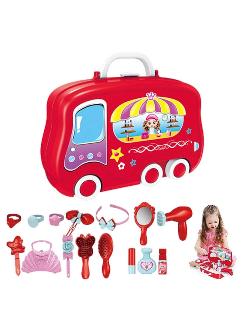 Beauty Set for Kids Girls Make Up Suitcase Kit with Makeup Accessories Pretend Play Set Portable Suitcase Toy Gift for Girls, Role Play Toys for Girls