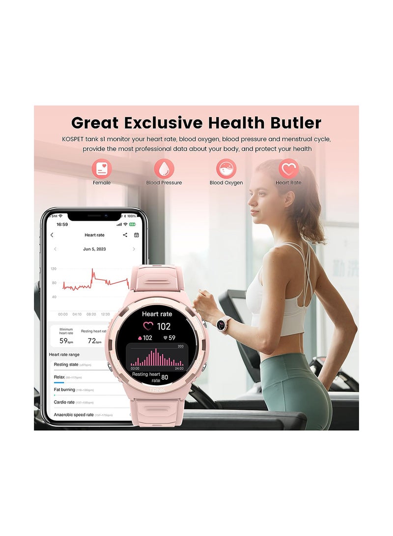 Smart Watch 1.3-Inch Always-On AMOLED Display With HiFI Bluetooth Calling Function With 5 ATM And IP69K Pink