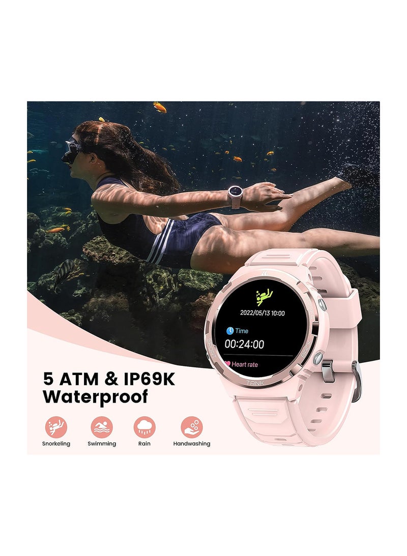 Smart Watch 1.3-Inch Always-On AMOLED Display With HiFI Bluetooth Calling Function With 5 ATM And IP69K Pink