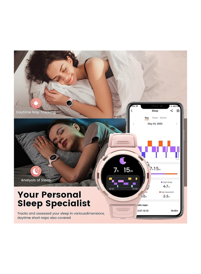 Smart Watch 1.3-Inch Always-On AMOLED Display With HiFI Bluetooth Calling Function With 5 ATM And IP69K Pink
