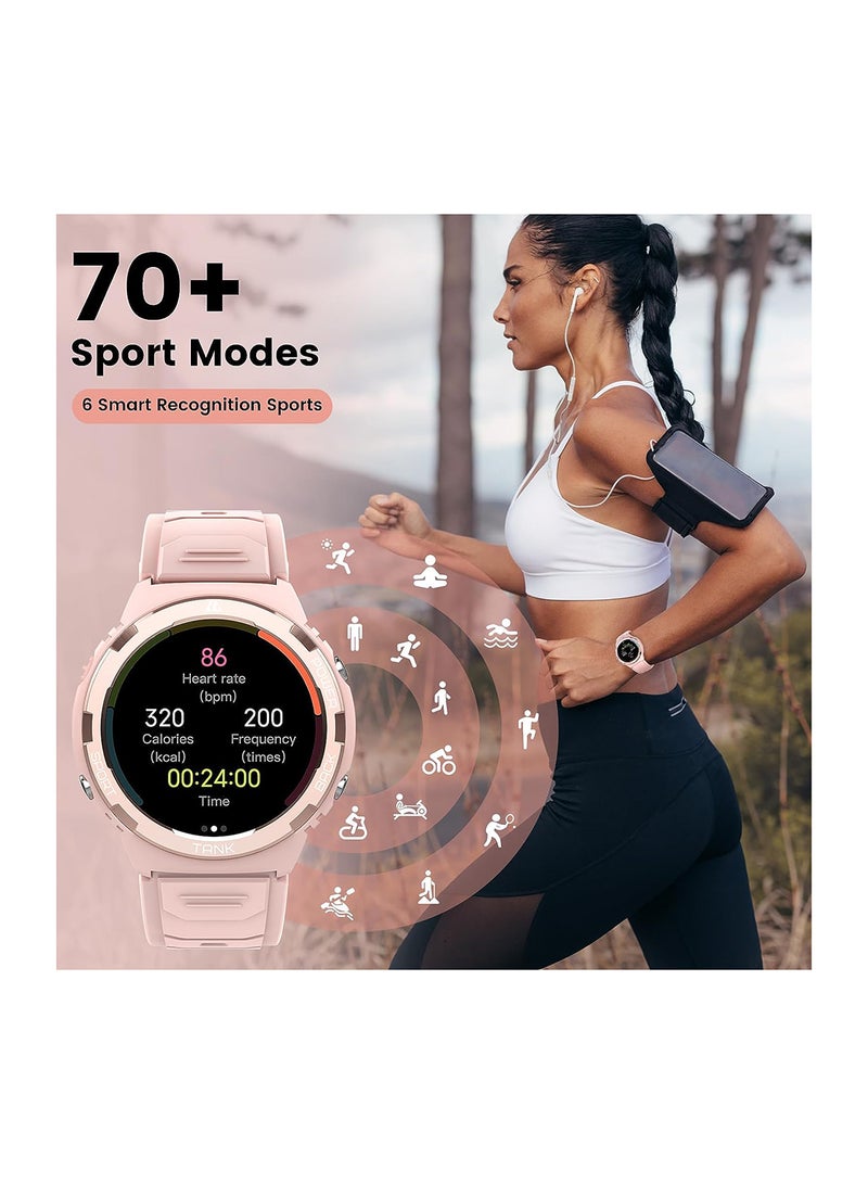 Smart Watch 1.3-Inch Always-On AMOLED Display With HiFI Bluetooth Calling Function With 5 ATM And IP69K Pink