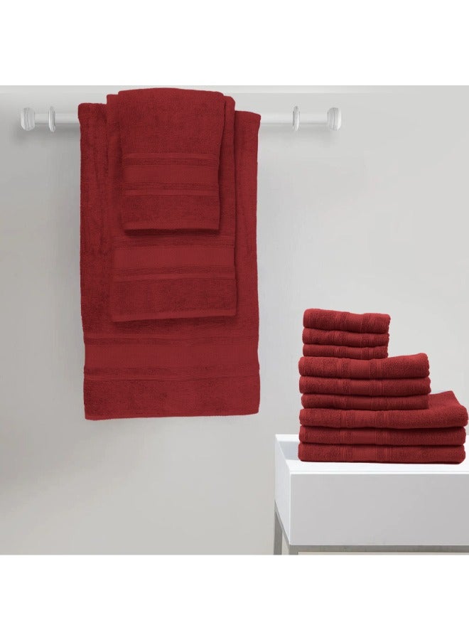 Home Castle (Maroon) 4 Hand Towel (50 x 90 Cm) & 2 Bath Towel (70 x 140 Cm) Premium Cotton Highly Absorbent, High Quality Bath linen with Diamond Dobby 550 Gsm Set of 6