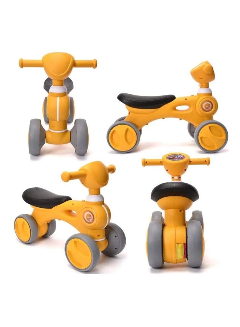 Baby Balance Bike, Toddler Walker Bike Toy with Music & Light 4 Wheels for 10-36 Months Kids (yellow)