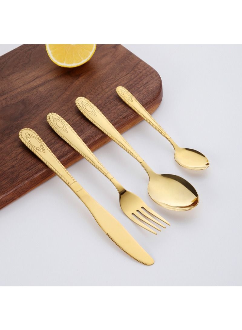 24-Piece Stainless Steel Cutlery Set Gold
