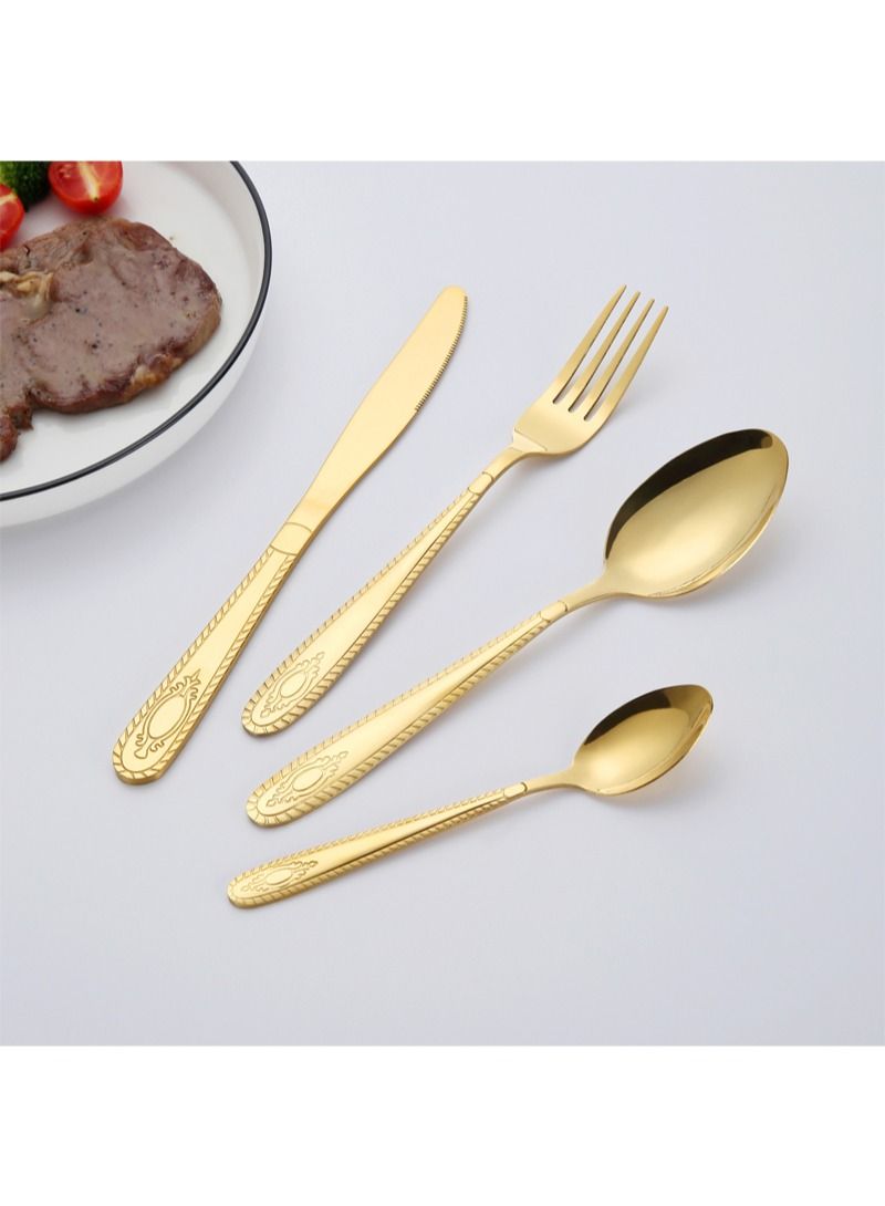 24-Piece Stainless Steel Cutlery Set Gold