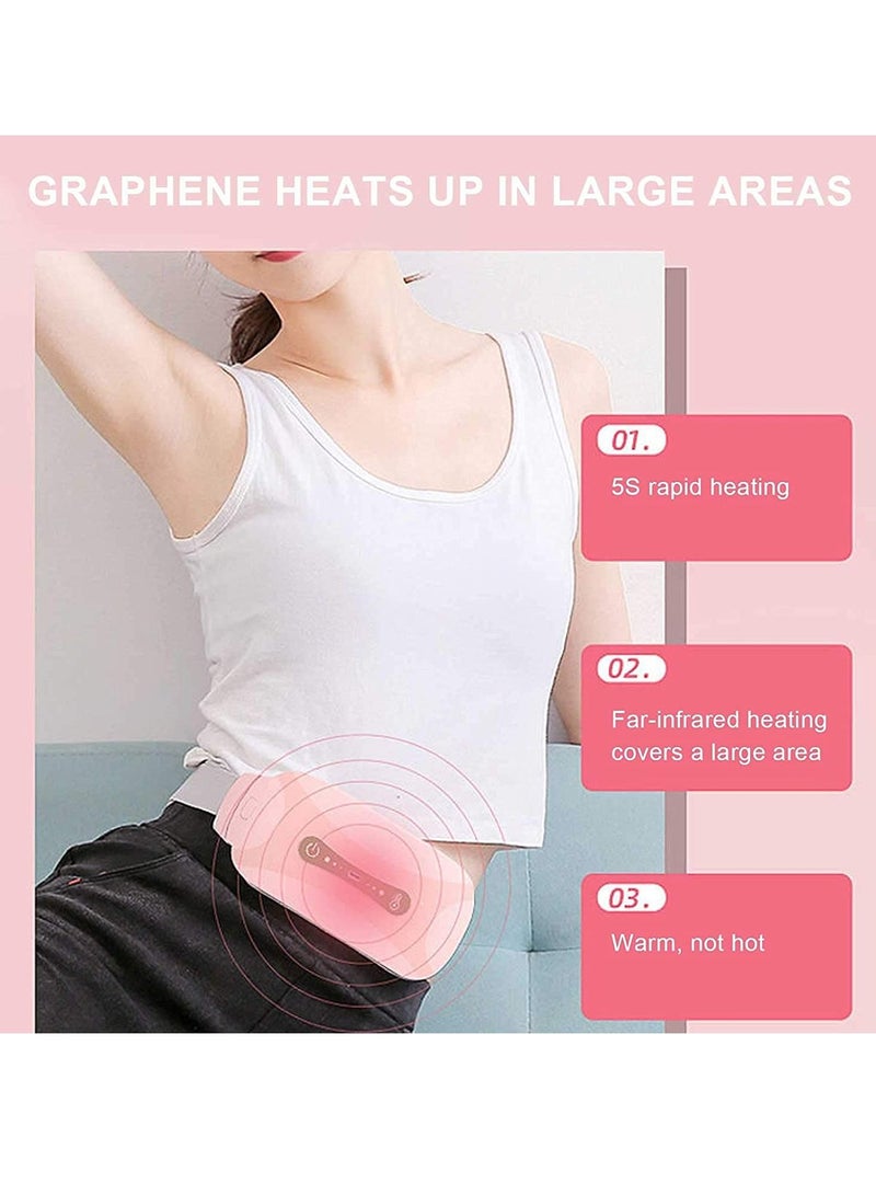 Pain Relief Heating Pad Period Belt Menstrual Cramp Massager with three Heat Levels Massages Modes Rechargeable Electric Fast Warming Belly Gifts for Women Ladies