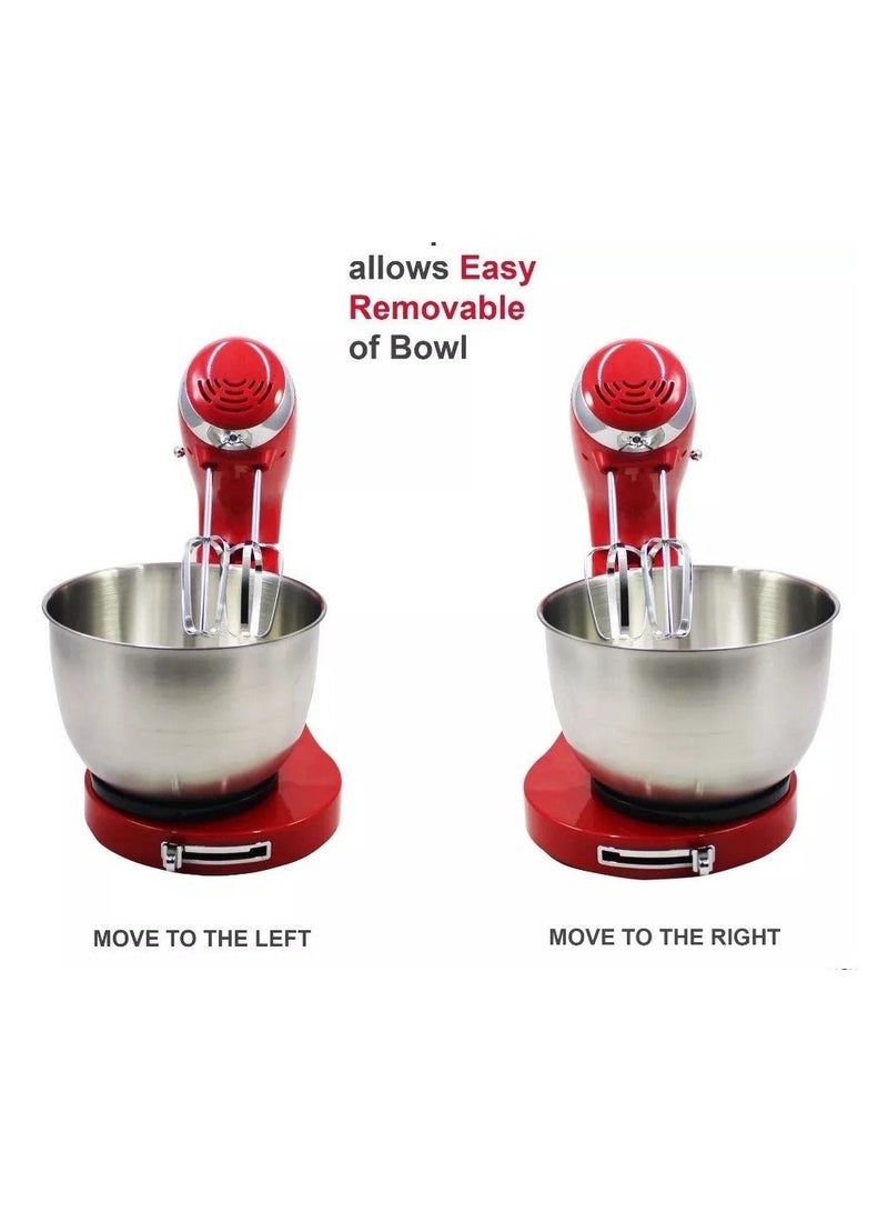 AVINAS AV-808 Egg Beater and Noodle Machine Home Kitchen Appliances Stand Mixer with Basin – Red