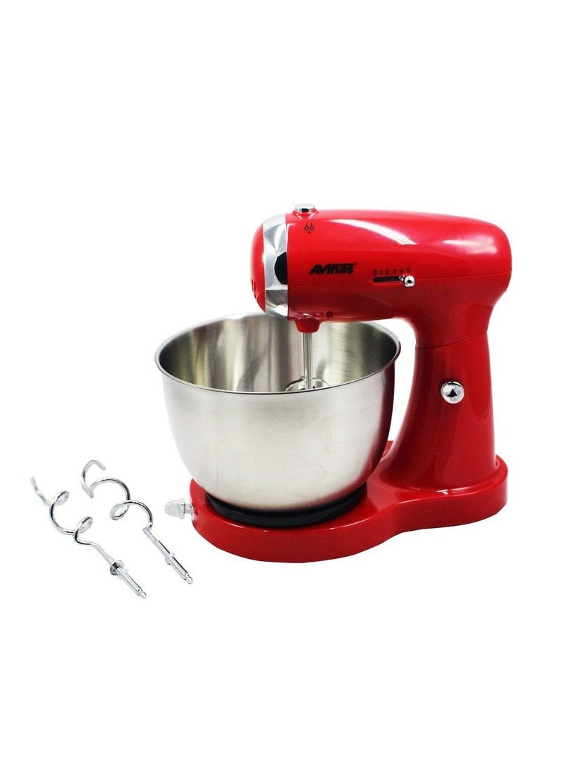 AVINAS AV-808 Egg Beater and Noodle Machine Home Kitchen Appliances Stand Mixer with Basin – Red
