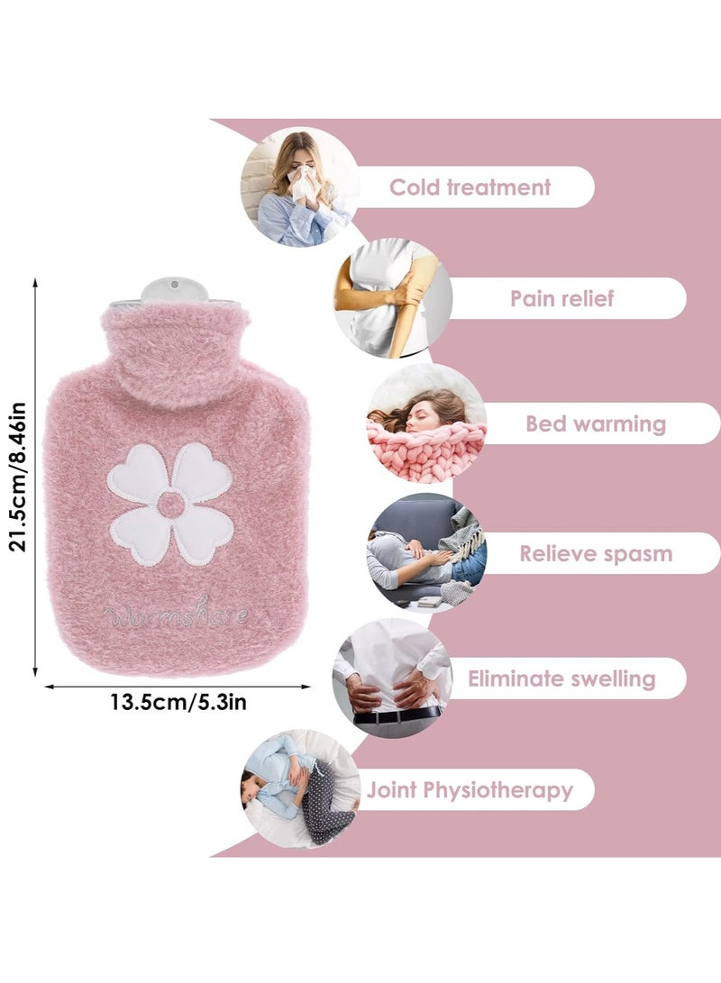 Hot Water Bag, Hot pack for Pain Relief, Hot Water Bottle,Cold and Hot Pack with velvet cover, Hot Water Bottles for Pain and Other Cramps, 500ml Small Hot Water Bottle. (Pink)