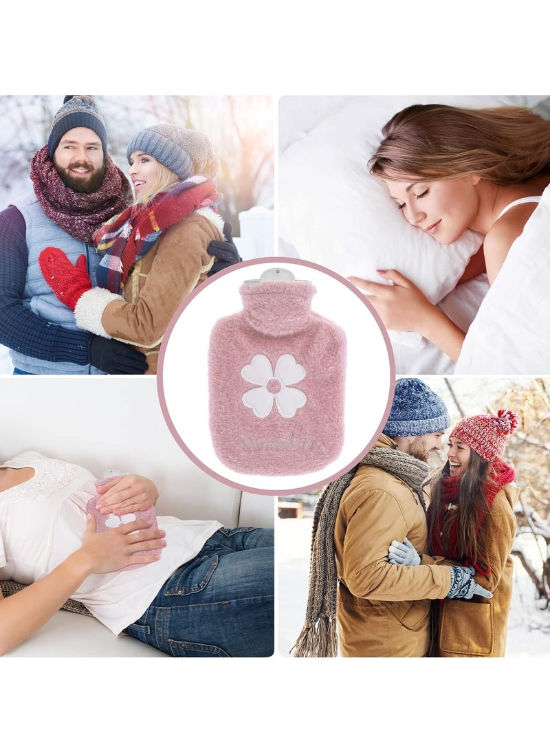 Hot Water Bag, Hot pack for Pain Relief, Hot Water Bottle,Cold and Hot Pack with velvet cover, Hot Water Bottles for Pain and Other Cramps, 500ml Small Hot Water Bottle. (Pink)