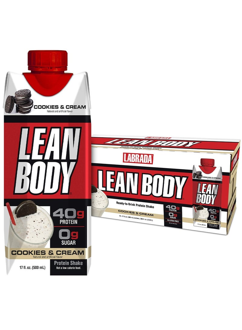 Lean Body Protein Shake Cookies & Cream 500ml Pack Of 12