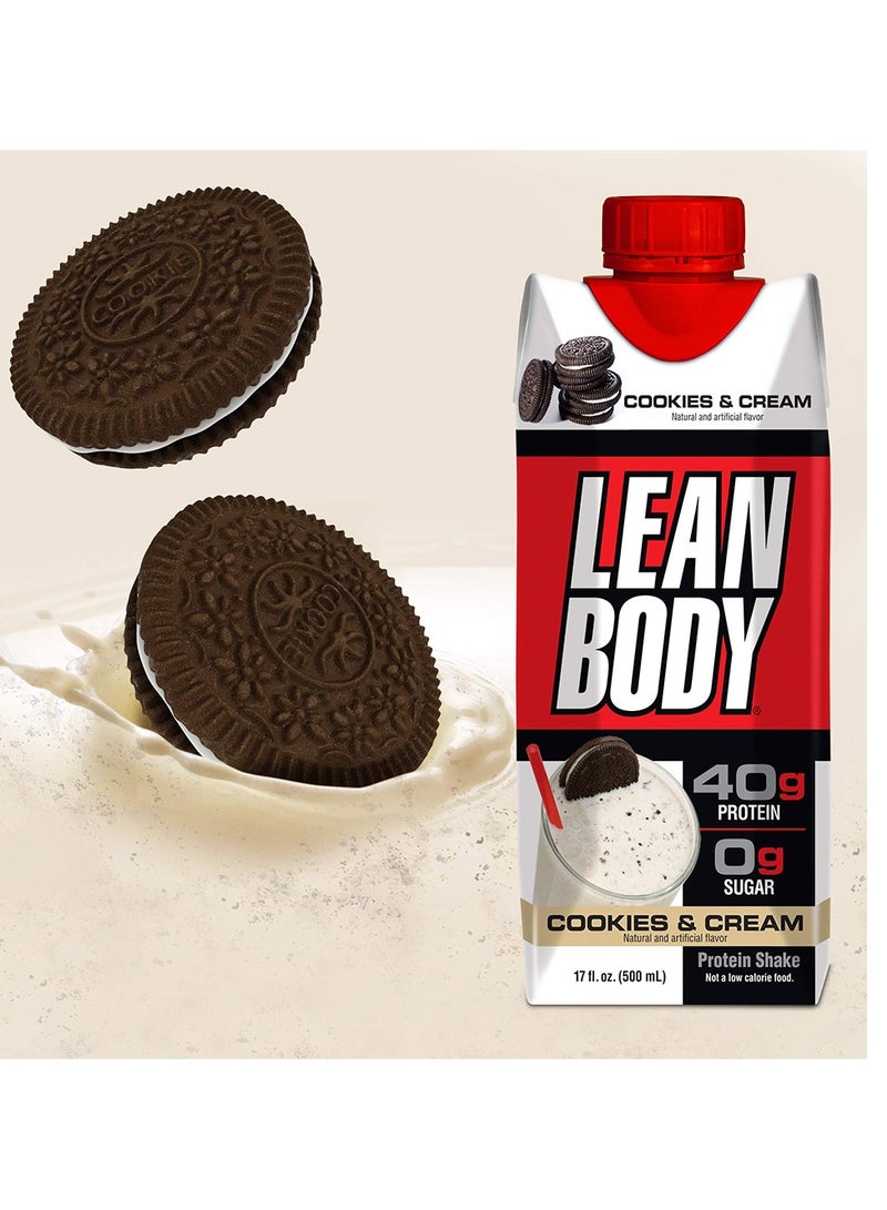 Lean Body Protein Shake Cookies & Cream 500ml Pack Of 12