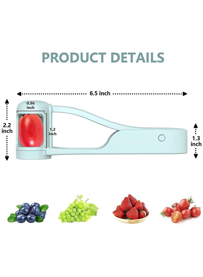 Grape Cutter For Kids, Stainless Steel Fruit Cutter, Quarter Grape Slicer, Suitable For Vegetable Fruit Salad Cake Decoration, Kitchen Gadget Fruit Slicer (Blue)