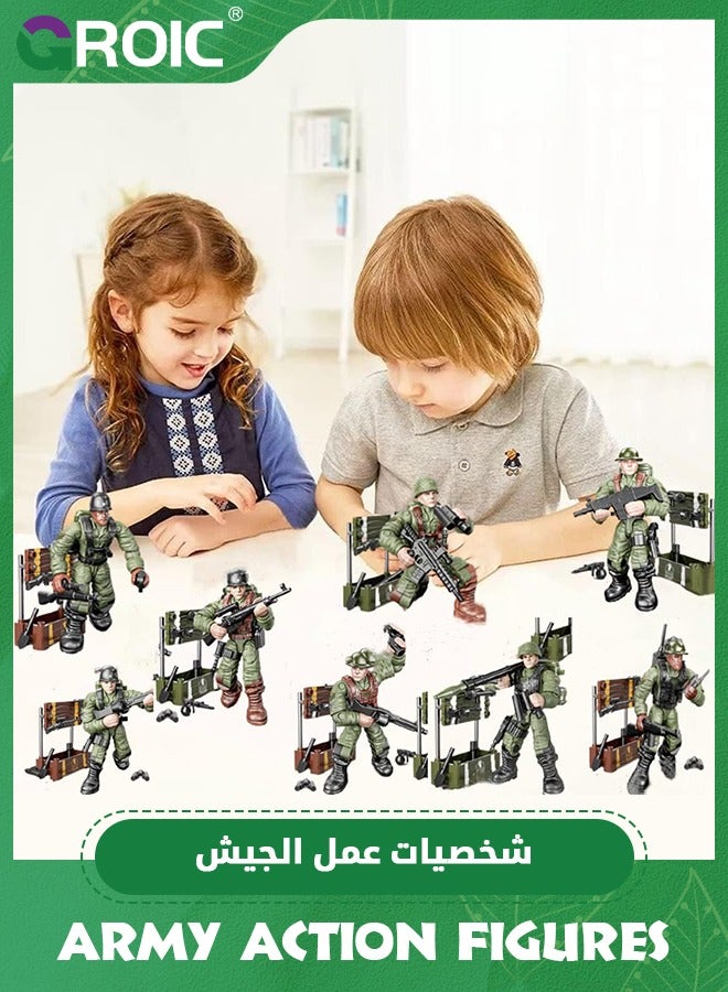 Army Men Set Military Action Figures Mini Soldier Model Toys,Team Toy Soldiers Action Figures Playset with Military Accessories for Kids,Soldier Building Block Toy