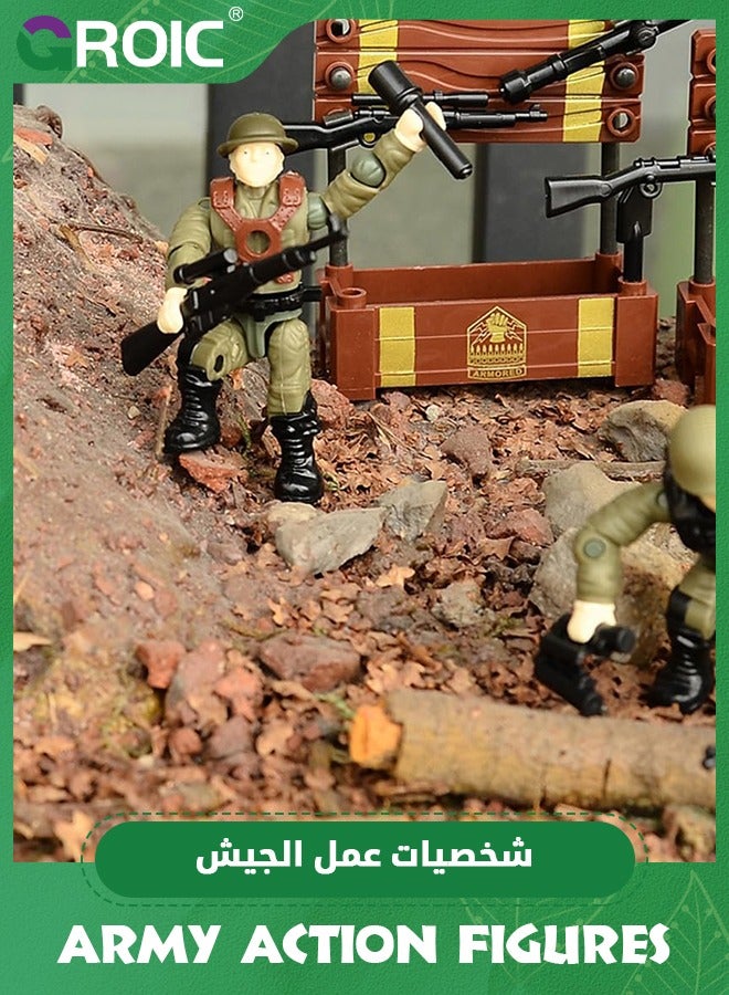 Army Men Set Military Action Figures Mini Soldier Model Toys,Team Toy Soldiers Action Figures Playset with Military Accessories for Kids,Soldier Building Block Toy