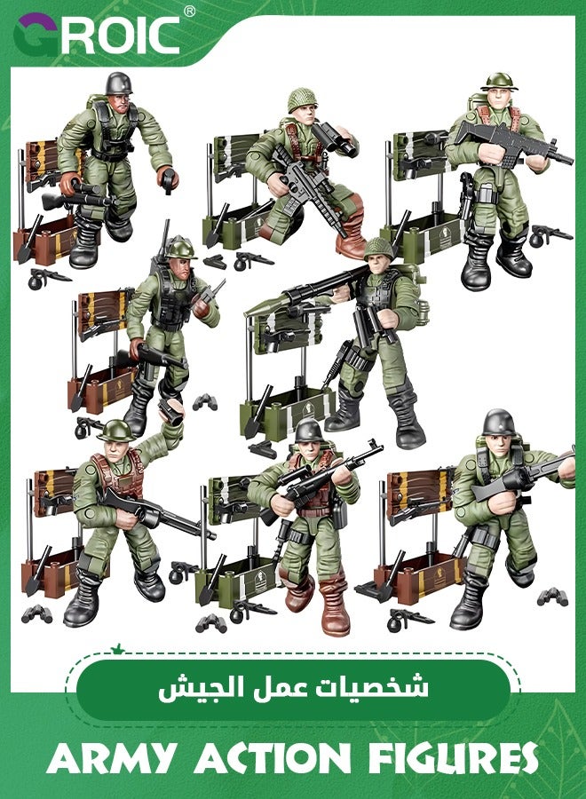 Army Men Set Military Action Figures Mini Soldier Model Toys,Team Toy Soldiers Action Figures Playset with Military Accessories for Kids,Soldier Building Block Toy