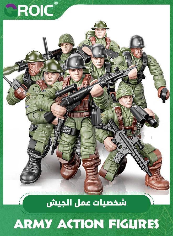 Army Men Set Military Action Figures Mini Soldier Model Toys,Team Toy Soldiers Action Figures Playset with Military Accessories for Kids,Soldier Building Block Toy