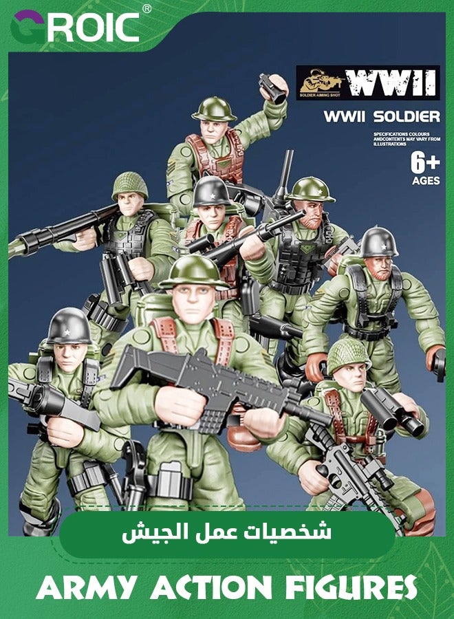 Army Men Set Military Action Figures Mini Soldier Model Toys,Team Toy Soldiers Action Figures Playset with Military Accessories for Kids,Soldier Building Block Toy