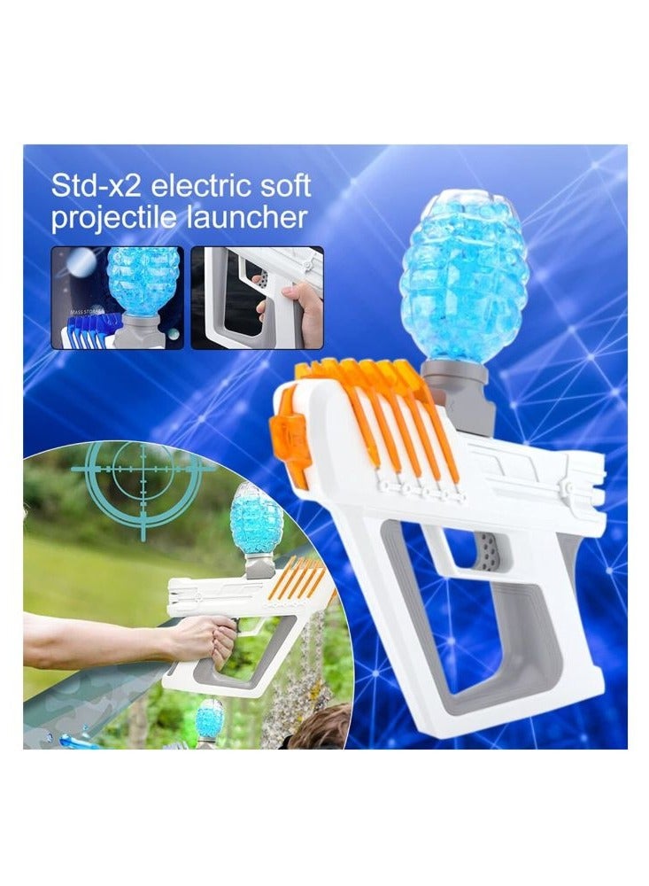 Electric Gel Water Bead Blaster Toy Gun (White and Orange)