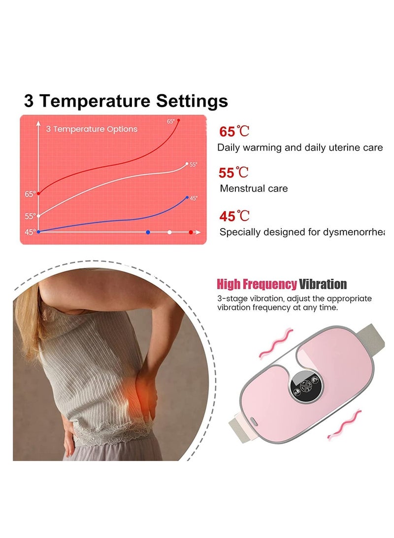 Heating Pads for Cramps Portable Rechargeable USB Menstrual Heating Pad Fast Period Pain Relief Heating Pads with 3 Heat and 3 Massage Modes Back or Belly Heating Pads Gifts for Women