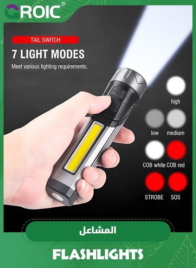 Mini Flashlights Rechargeable, Little Pocket Pen Flashlights High Lumens with Clip & Magnetic Small LED Flashlights Waterproof for Outdoor Camping, Hiking, Emergency