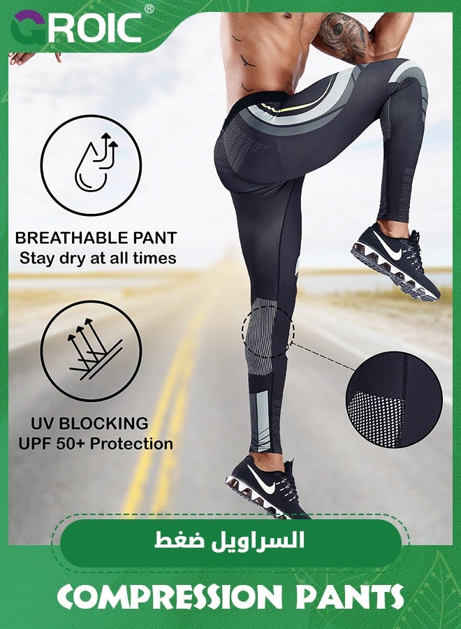 Men's Compression Pants Sports Tights for Men Gym Running Baselayer Cool Dry Workout Athletic Leggings, Compression Pants Sports Tights Workout Athletic Leggings