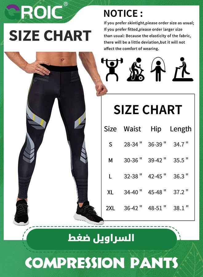 Men's Compression Pants Sports Tights for Men Gym Running Baselayer Cool Dry Workout Athletic Leggings, Compression Pants Sports Tights Workout Athletic Leggings