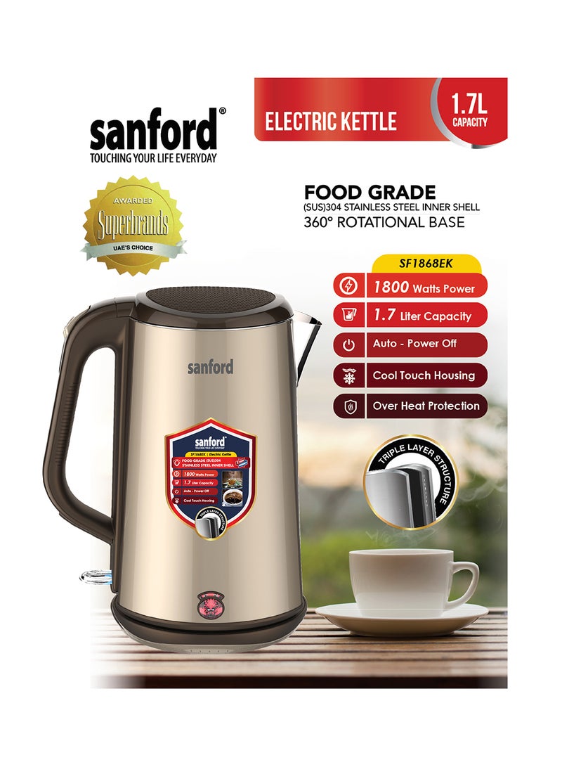 ELECTRIC KETTLE 1.7 L 1800 W SF1868EK-1.7L BS Gold