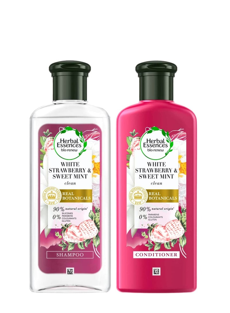 Herbal Essences White Strawberry Sweet Mint SHAMPOO and CONDITIONER For Cleansing and Volume 240 ML Pack Of 2